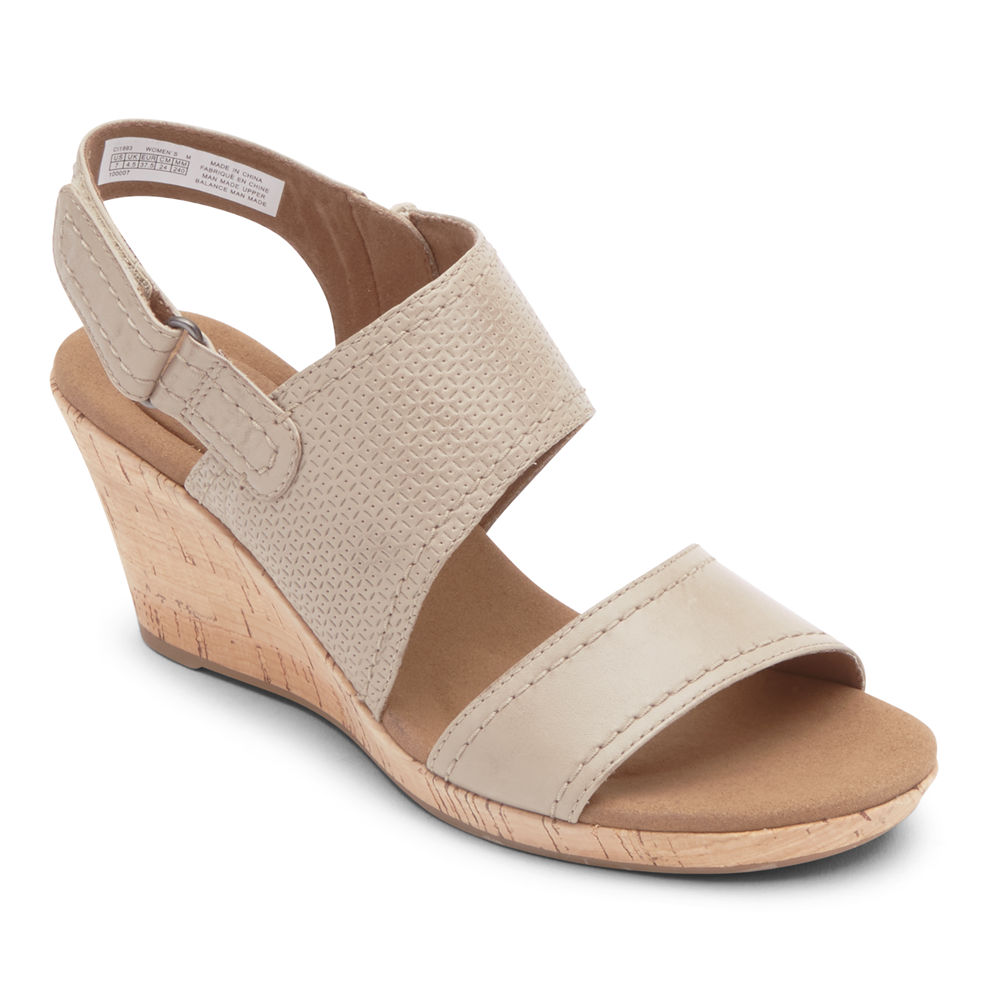 Rockport Womens Sandals Beige - Briah Asymmetrical 2-Piece - UK 305-XCITZV